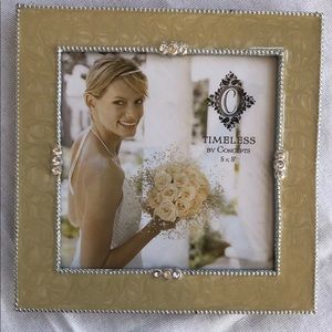 Gold Metal‎ Enamel & Jeweled Square Picture Frame VERY PRETTY!